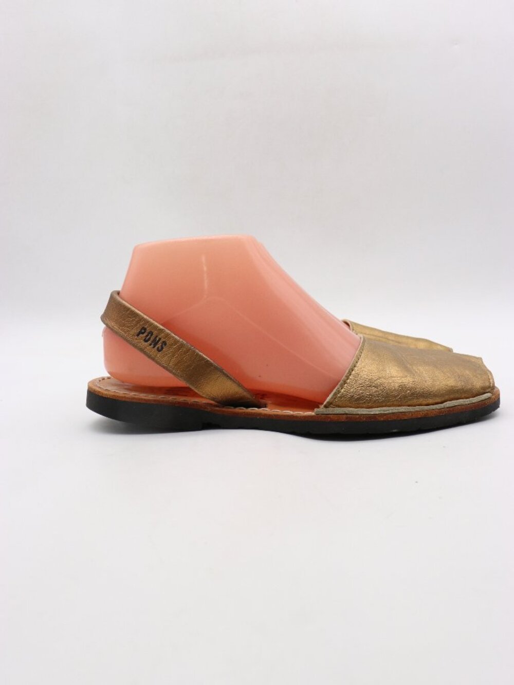 Pons Leather Avarcas Women Size 8 Slingback Peep Sandals Yellow Gold Shoes